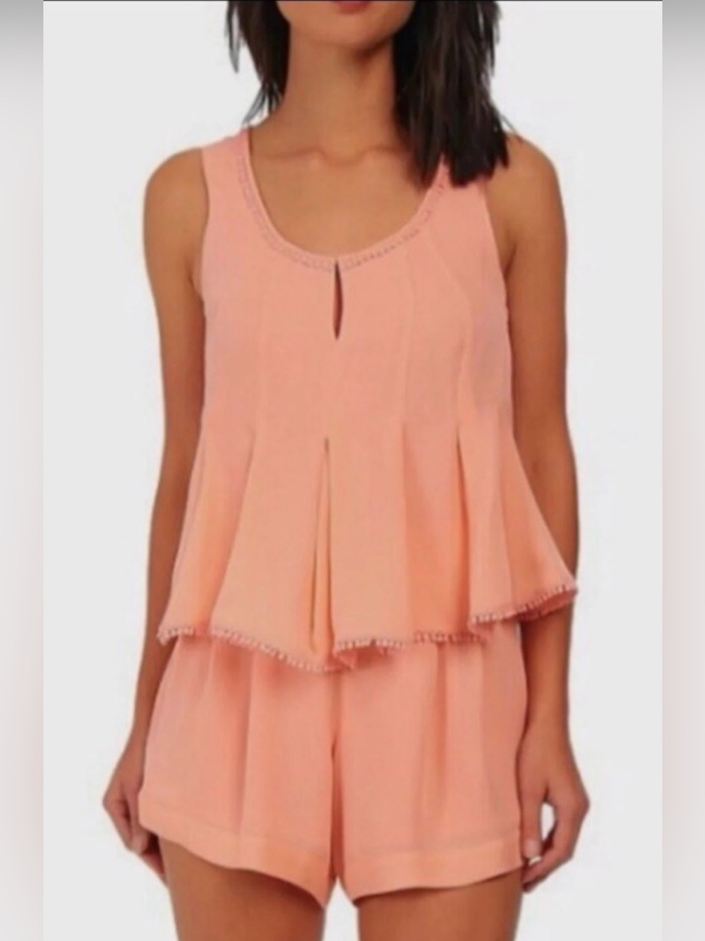 Rebecca minkoff Peach Sleeveless Pleated Tank & Shorts Jumpsuit